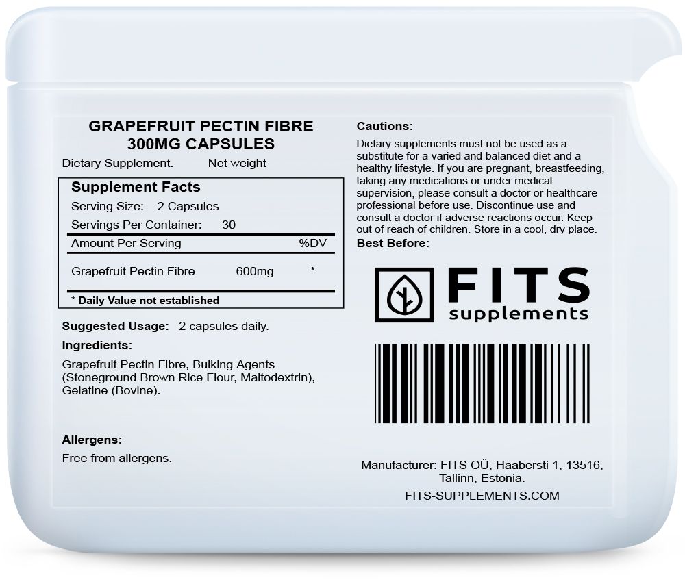Grapefrugt Pektin Fiber 300mg 60 kapsler