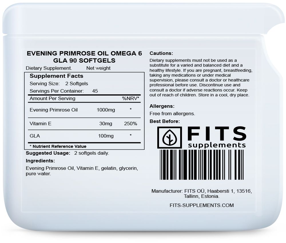 Aftenprimroseolie Omega 6 GLA 90 bløde kapsler