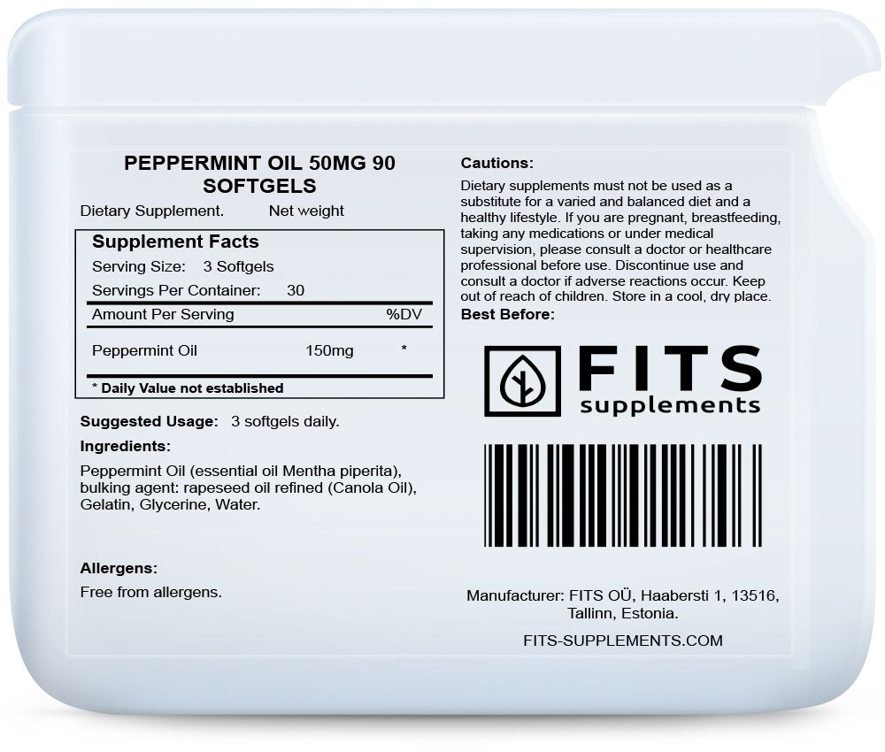 Pebermynteolie 50mg 90 bløde kapsler