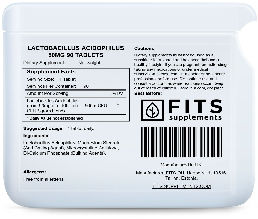 Lactobacillus Acidophilus 50mg 90 tabletter