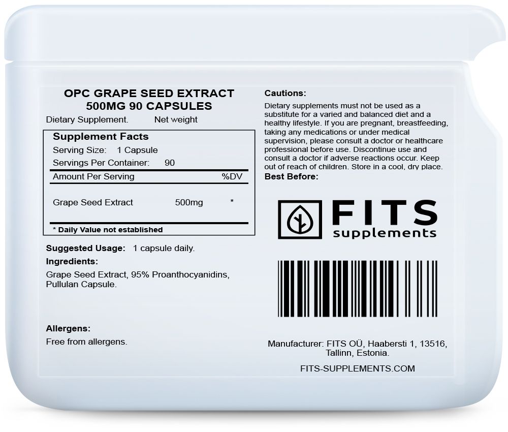 OPC druekerneekstrakt 500mg 90 kapsler