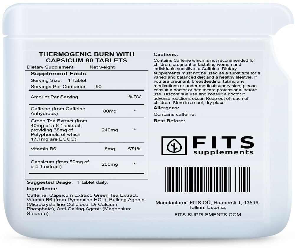 Termogenisk forbrænding med Capsicum 90 tabletter