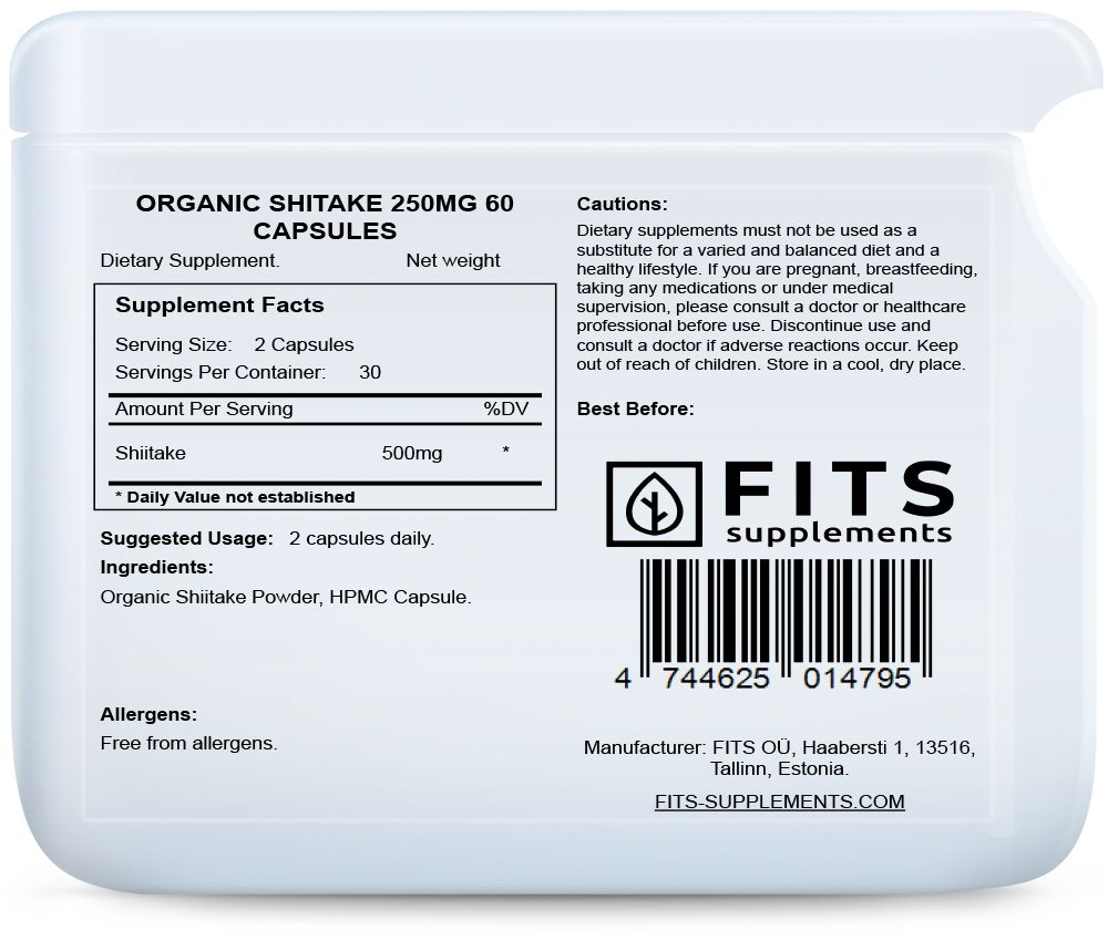 Økologisk Shiitake 250mg 60 kapsler