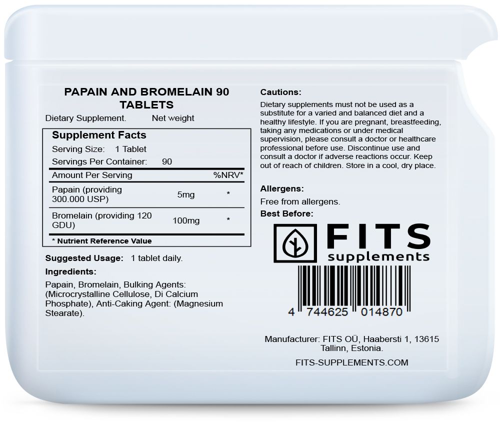 Papain og Bromelain 90 tabletter