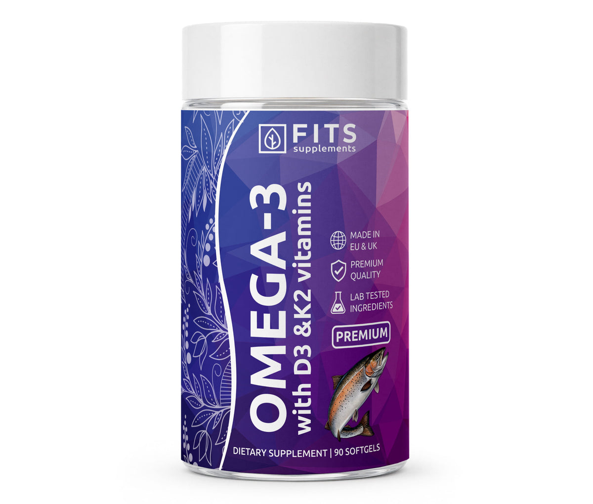 Omega 3 Premium med D3- og K2-vitaminer 90 bløde kapsler
