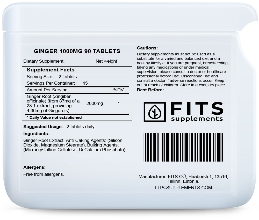 Ingefær 1000mg 90 tabletter