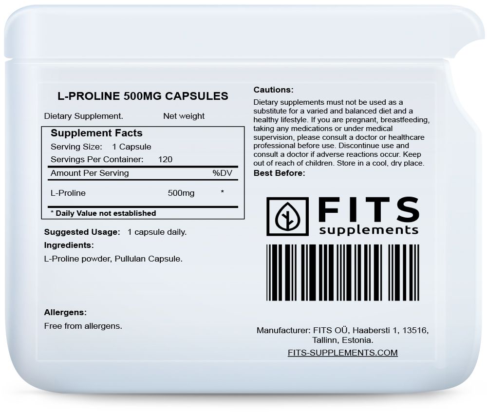 L-Prolin 500mg 120 kapsler