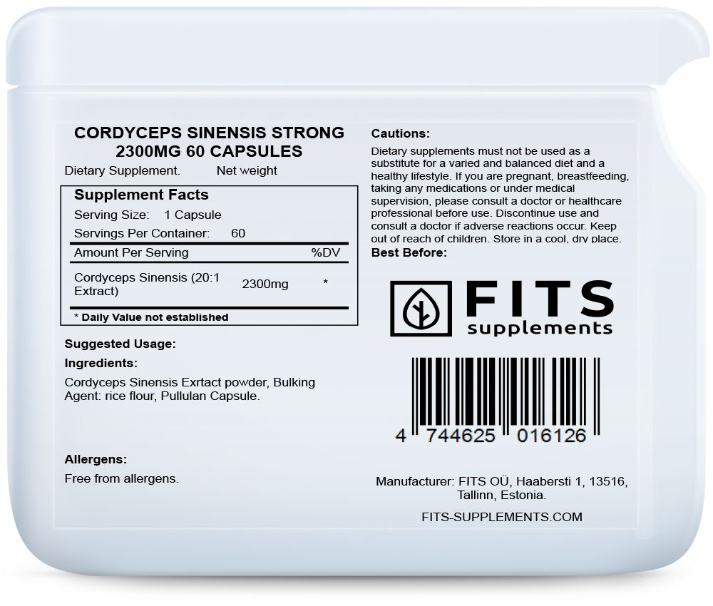 Cordyceps Sinensis Stærk 2300mg 60 kapsler