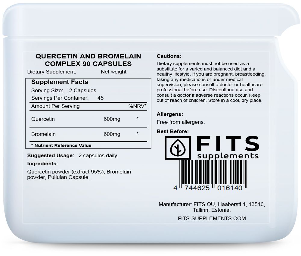 Quercetin og Bromelain Kompleks 90 kapsler