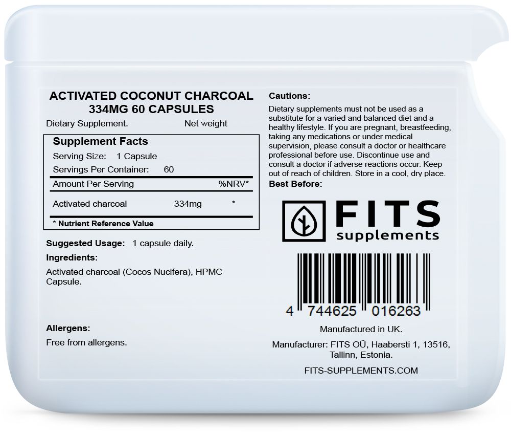 Aktiveret Kokosnøddekul 334mg 60 kapsler