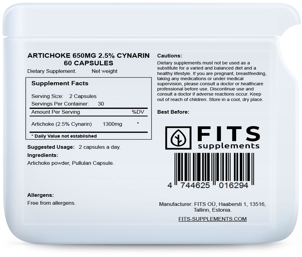 Artiskok 650mg 2,5% Cynarin 60 kapsler