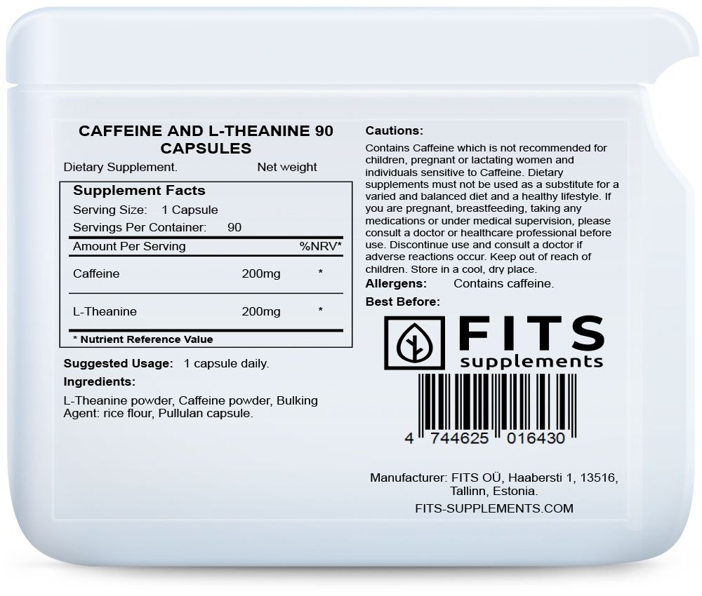 Koffein og L-Theanin 90 kapsler